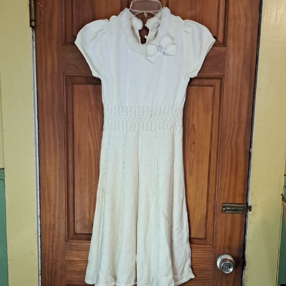 Gymboree Cream Knit Dress with Bow Detail